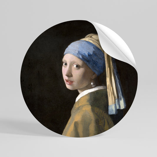 GIRL WITH A PEARL EARING Kulatá samolepka