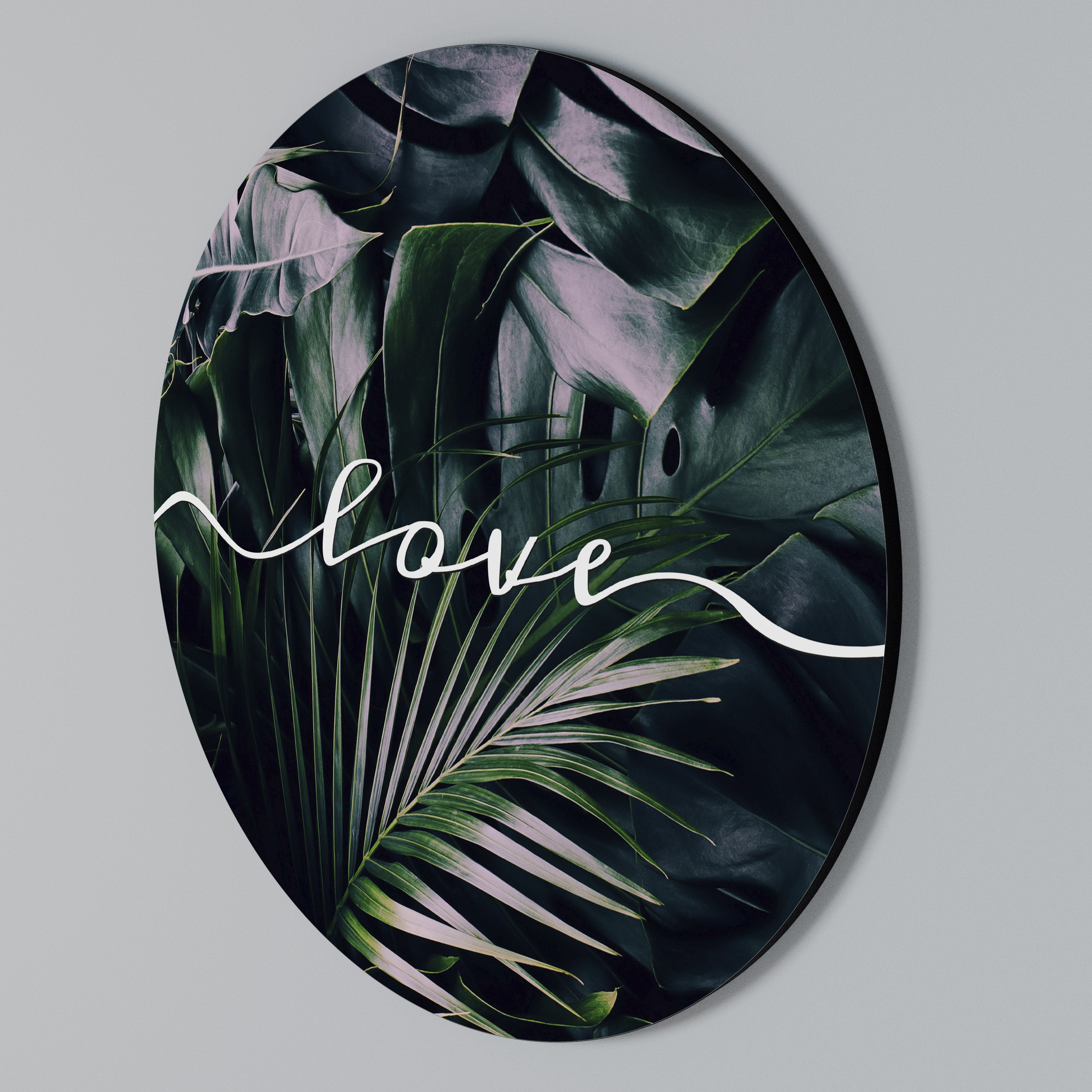 LOVE IN LEAVES Round Wall Art