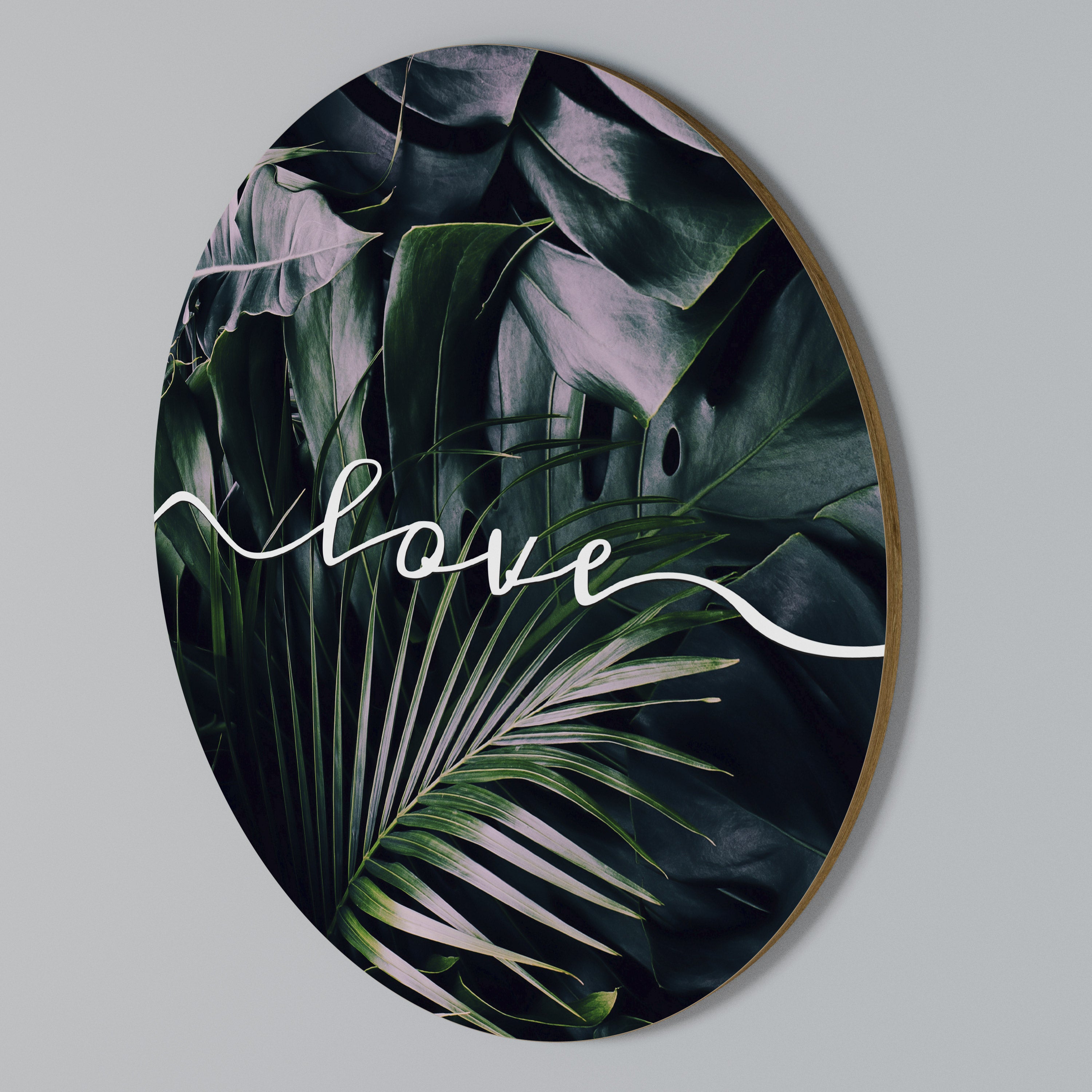 LOVE IN LEAVES Round Wall Art