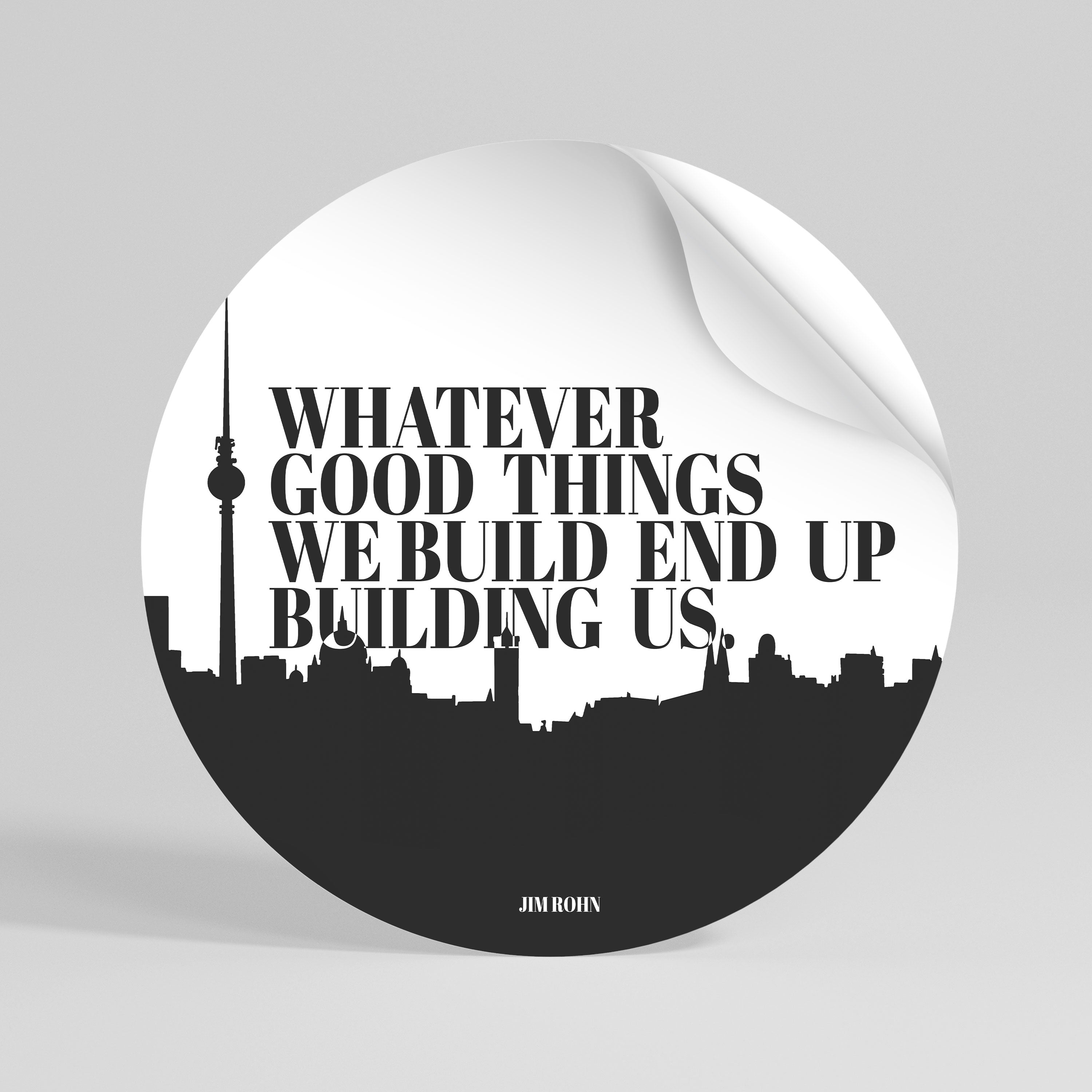 BUILDING OUR LEGACY Kulatá samolepka