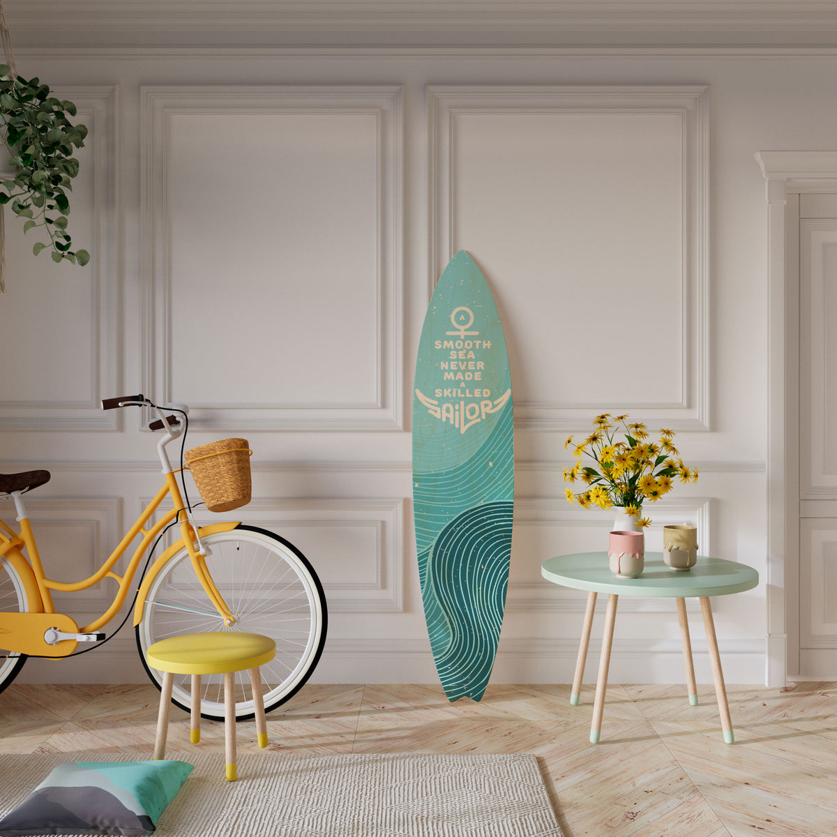 SKILLED SAILOR Dekorativní panel ve tvaru surfu