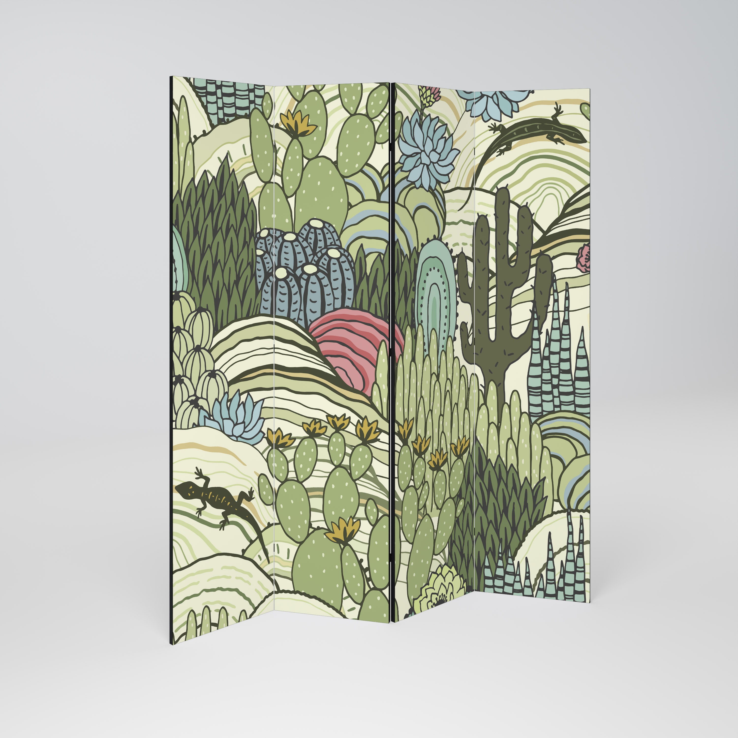 SUCCULENTS KALEIDOSCOPE 4dílný paraván