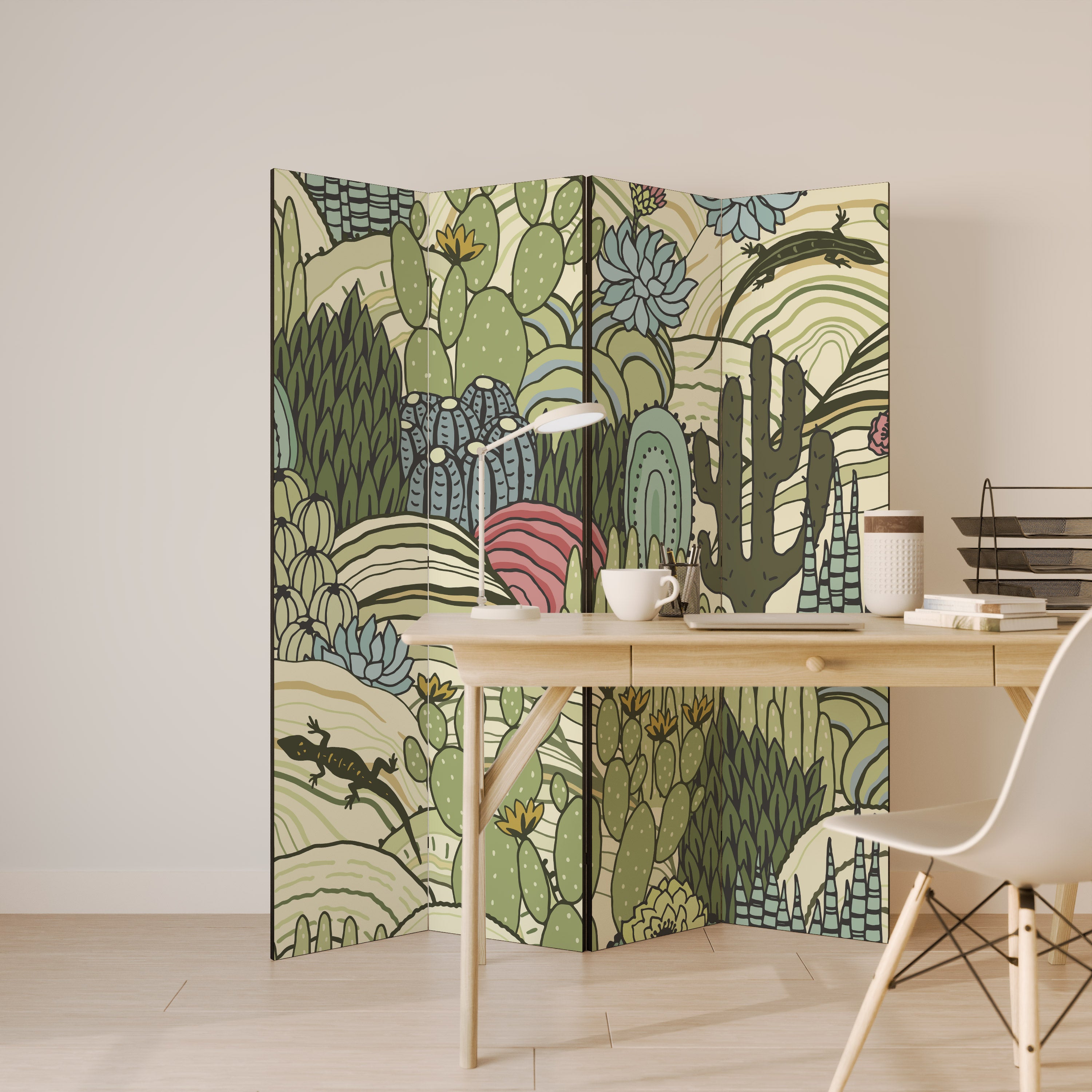 SUCCULENTS KALEIDOSCOPE 4dílný paraván