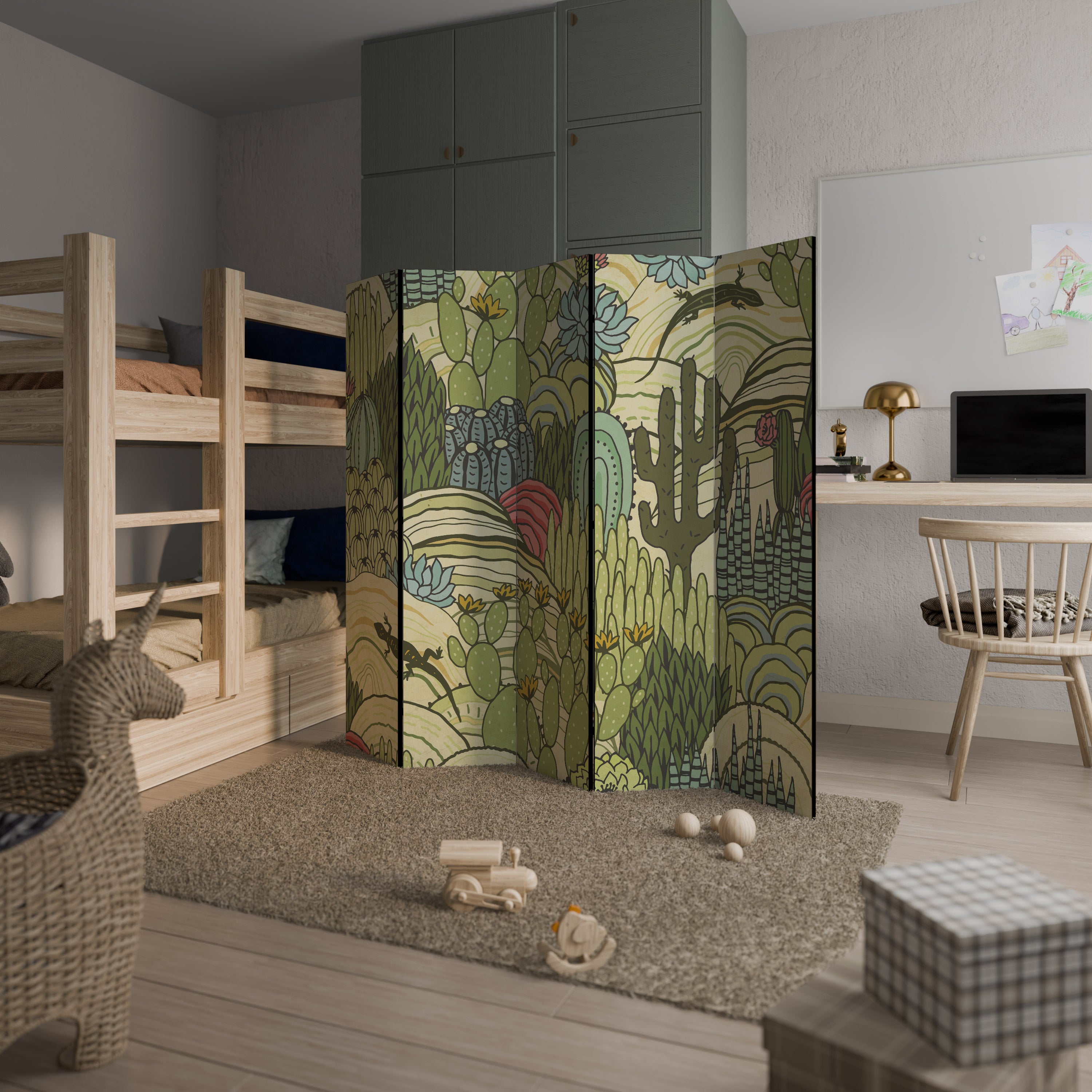 SUCCULENTS KALEIDOSCOPE 5-Panel Room Divider