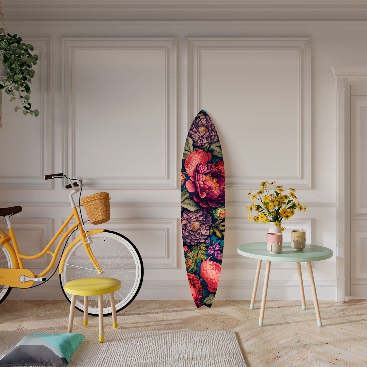BLOOMING ELEGANCE Dekorativní panel ve tvaru surfu