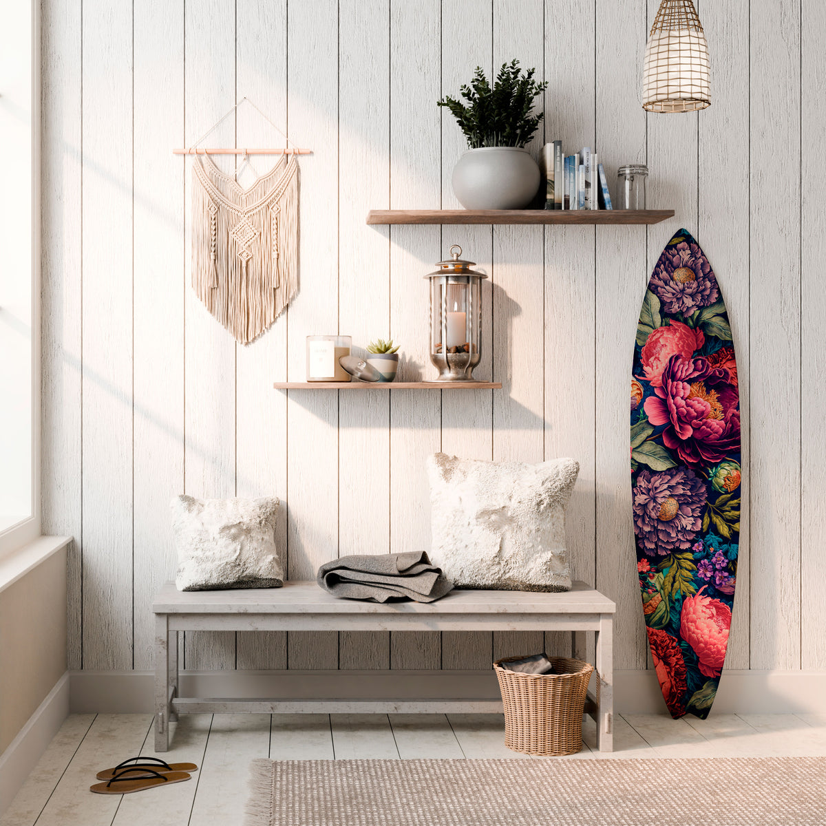 BLOOMING ELEGANCE Dekorativní panel ve tvaru surfu