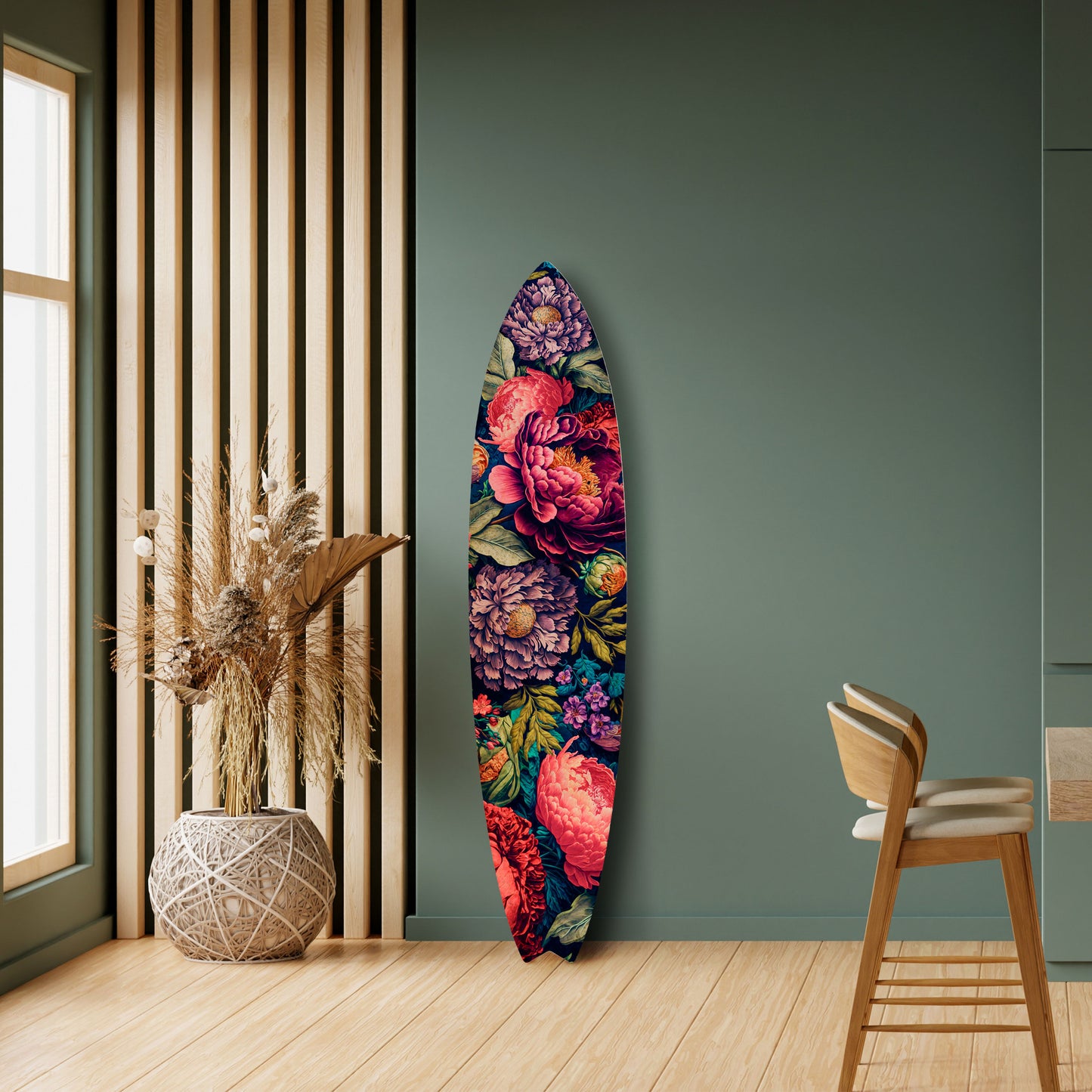 BLOOMING ELEGANCE Dekorativní panel ve tvaru surfu
