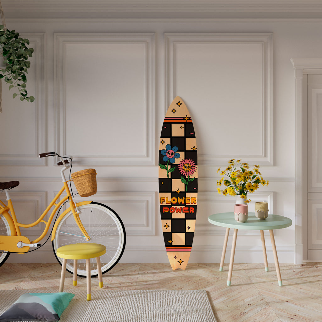 FLOWER POWER Dekorativní panel ve tvaru surfu