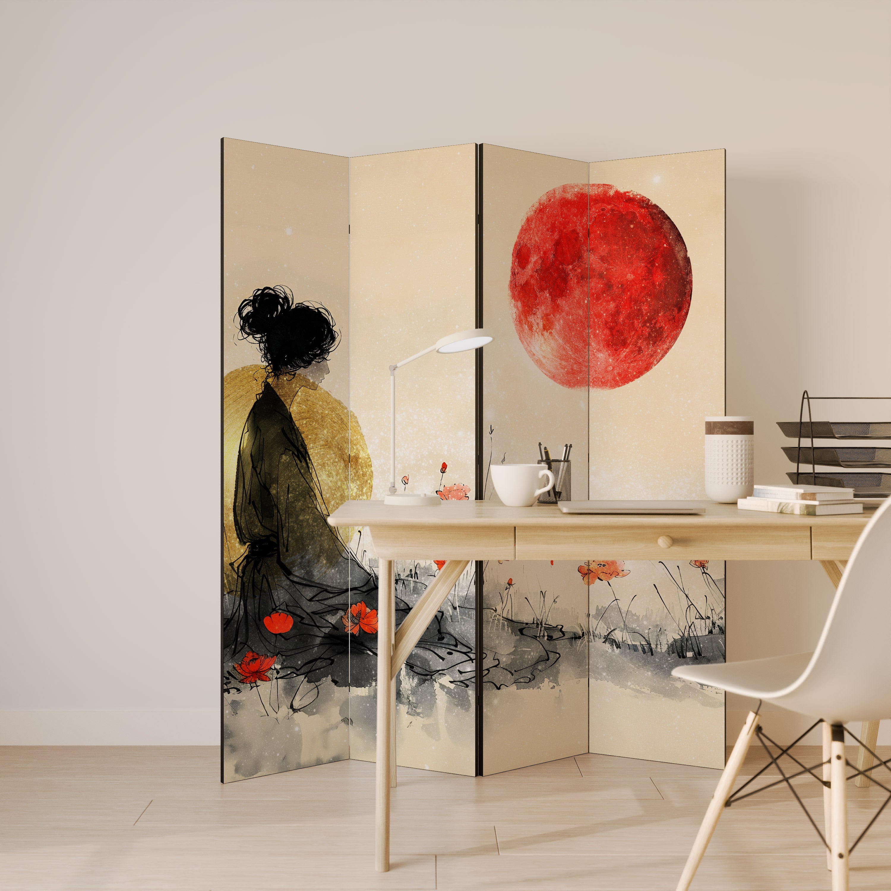 GOLDEN GLOW MEDITATION 4dílný paraván