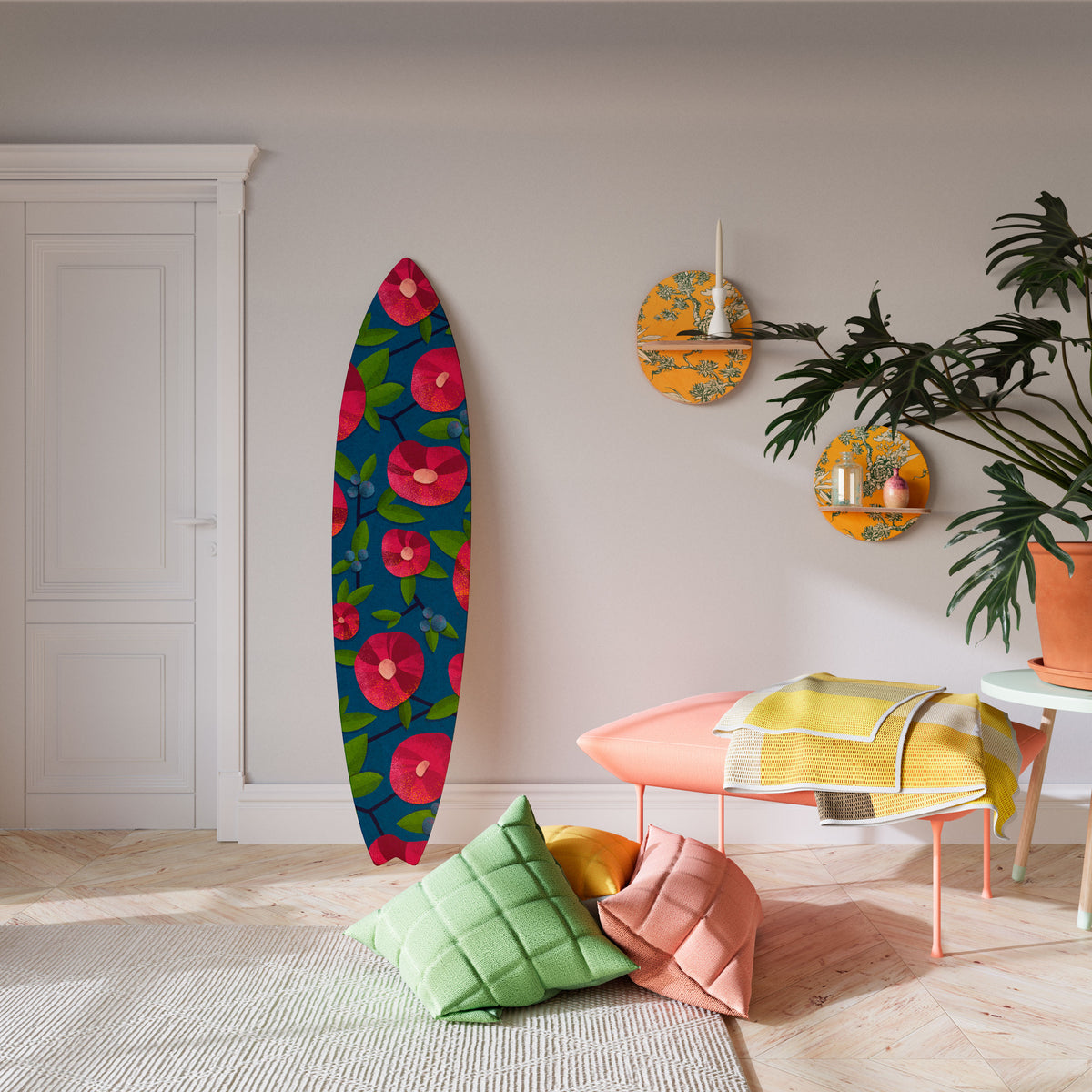 SPRING THOUGHTS Dekorativní panel ve tvaru surfu