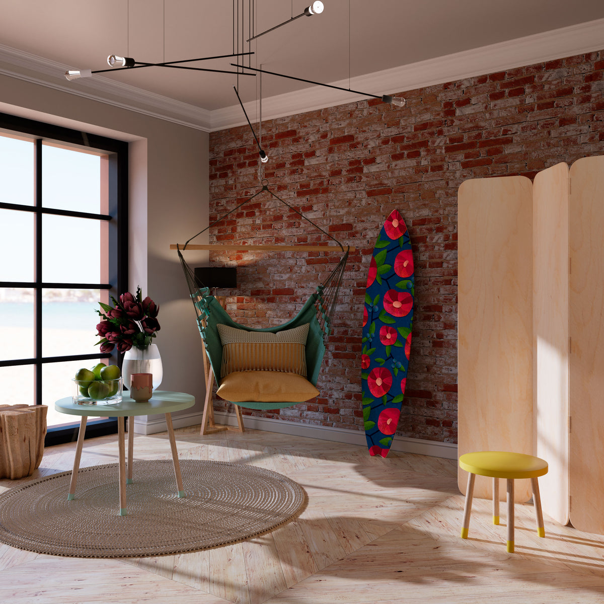 SPRING THOUGHTS Dekorativní panel ve tvaru surfu