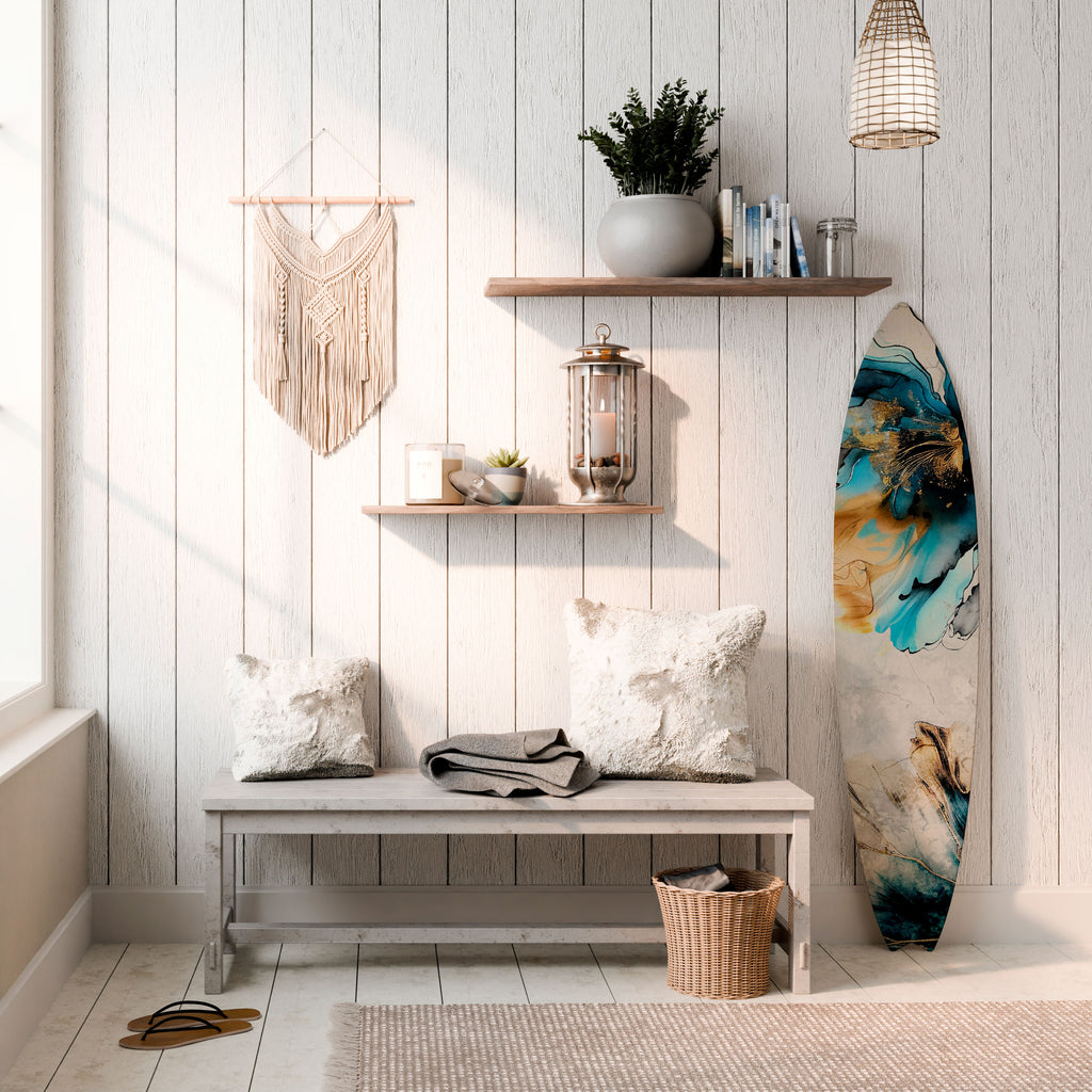 COBALT BLOSSOMS Dekorativní panel ve tvaru surfu