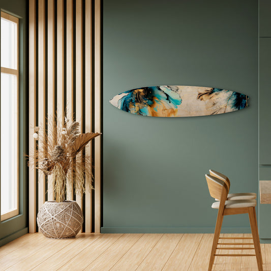 COBALT BLOSSOMS Dekorativní panel ve tvaru surfu