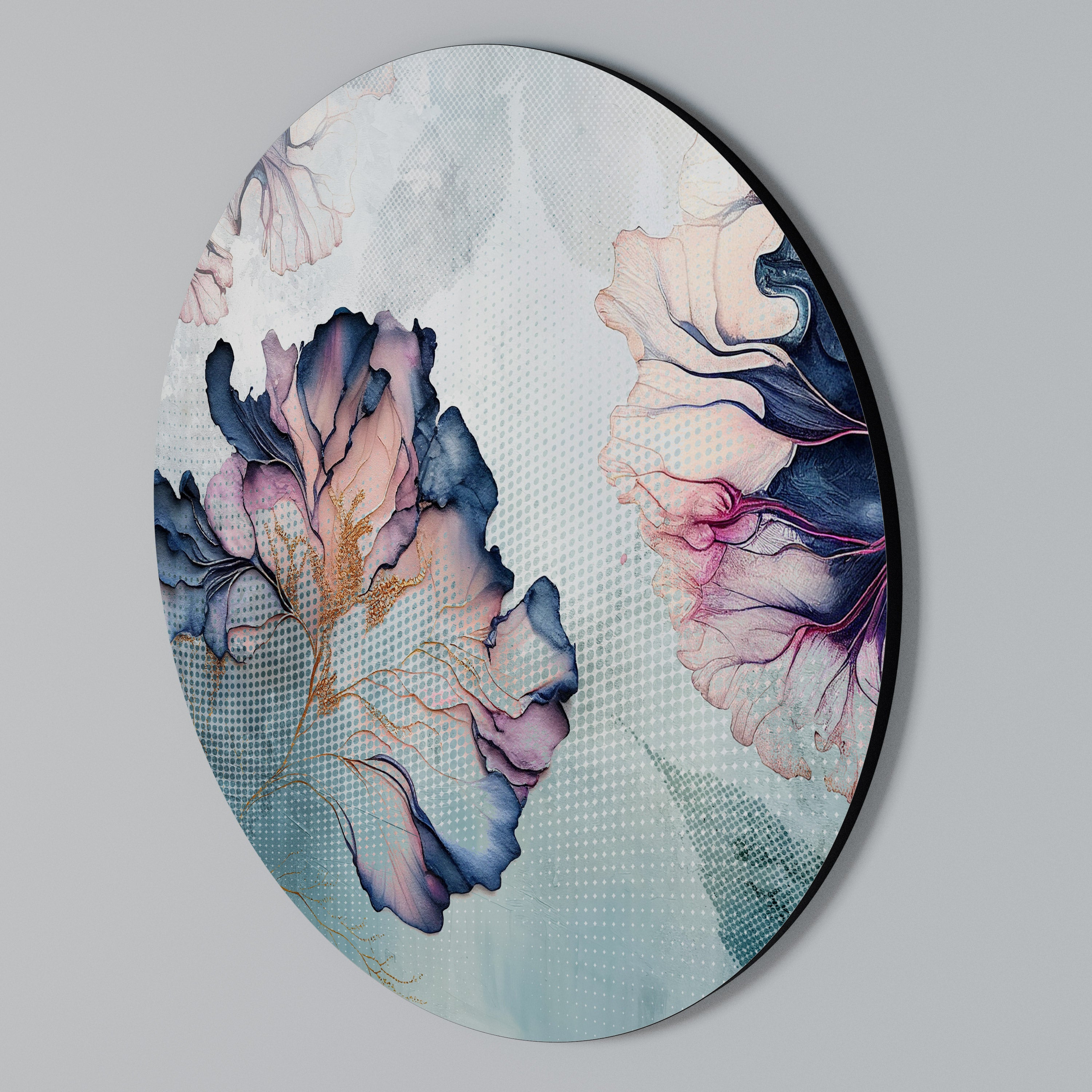 ICY BLOSSOMS Round Wall Art