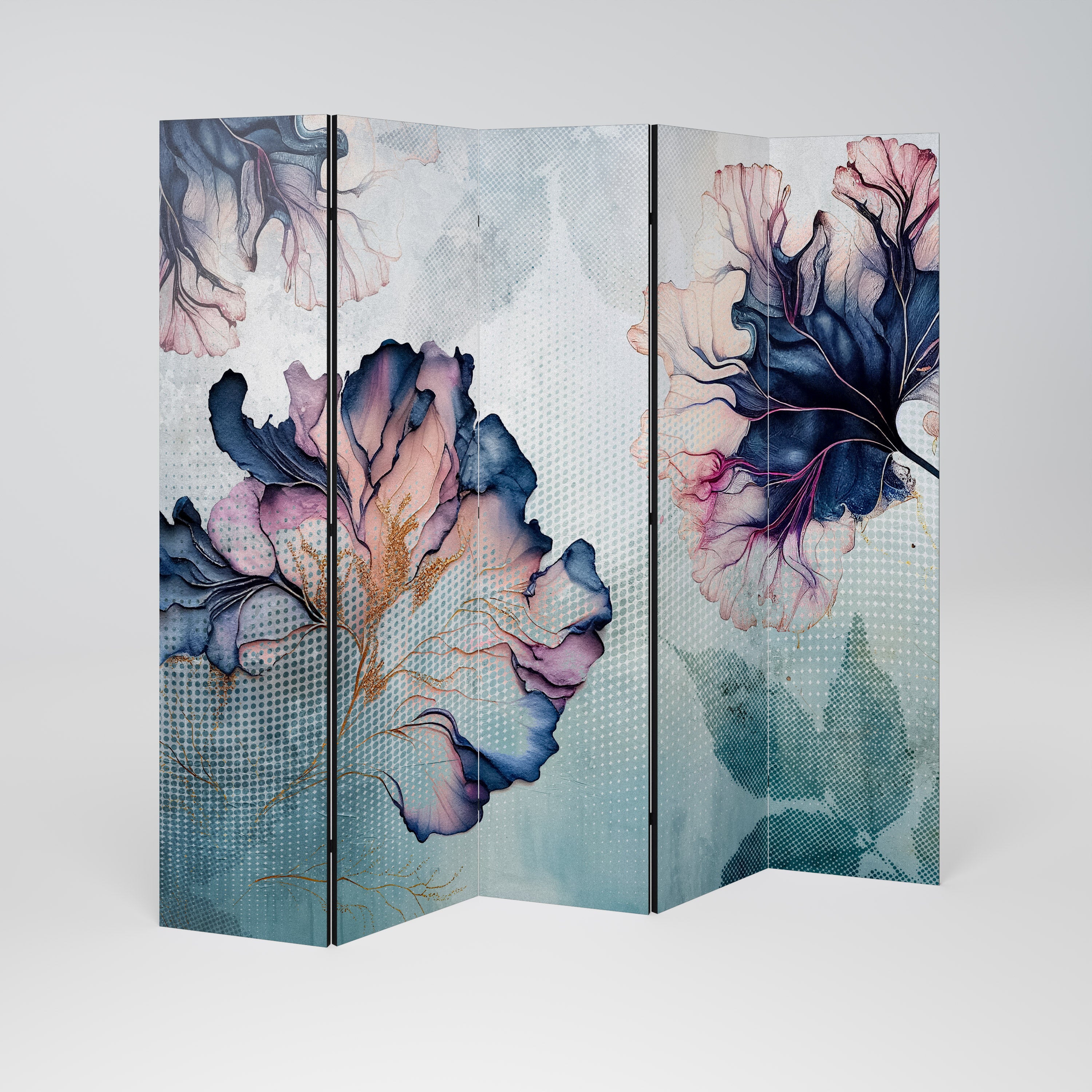 ICY BLOSSOMS 5-Panel Room Divider