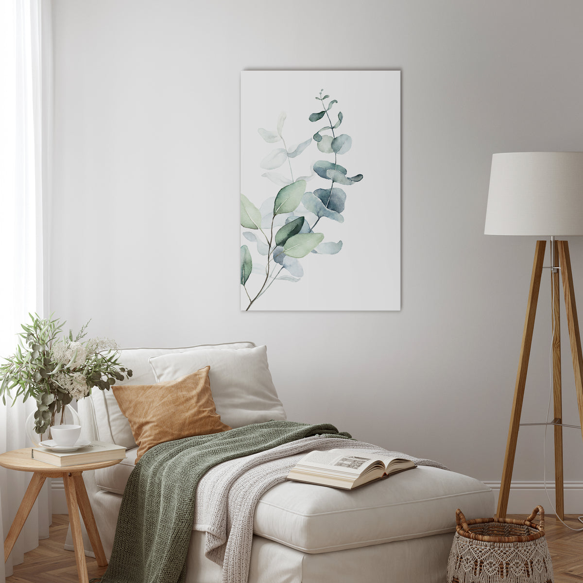 AQUA LEAF SYMPHONY Vertical Canvas Print