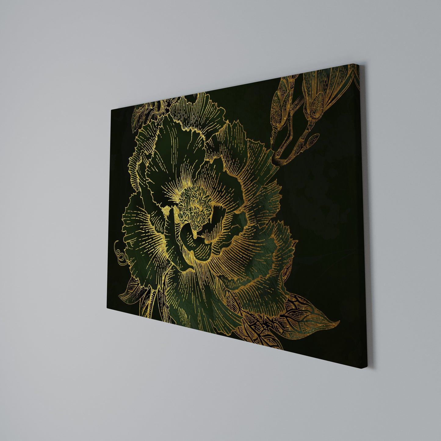 MIDNIGHT FLORAL GLIMMER Horizontal Canvas Print