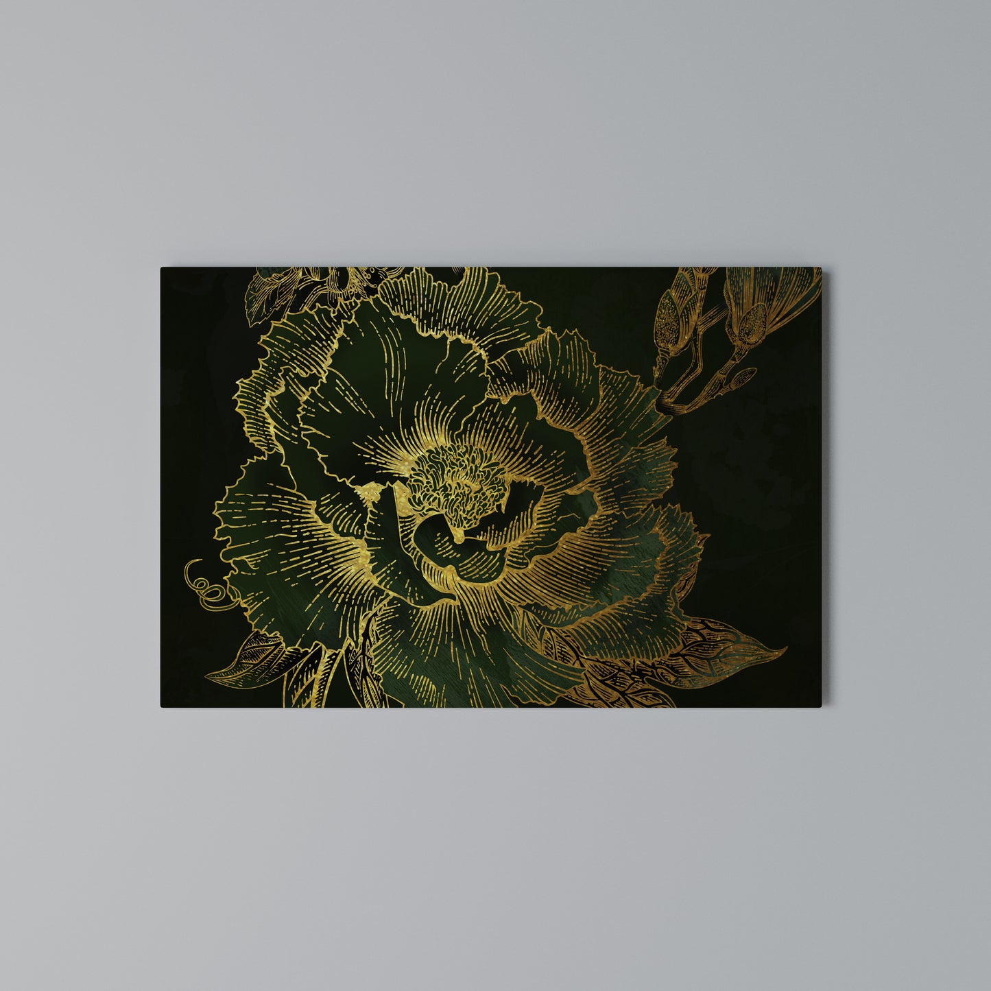 MIDNIGHT FLORAL GLIMMER Horizontal Canvas Print