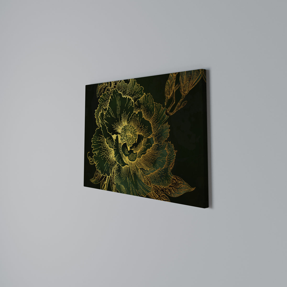 MIDNIGHT FLORAL GLIMMER Horizontal Canvas Print