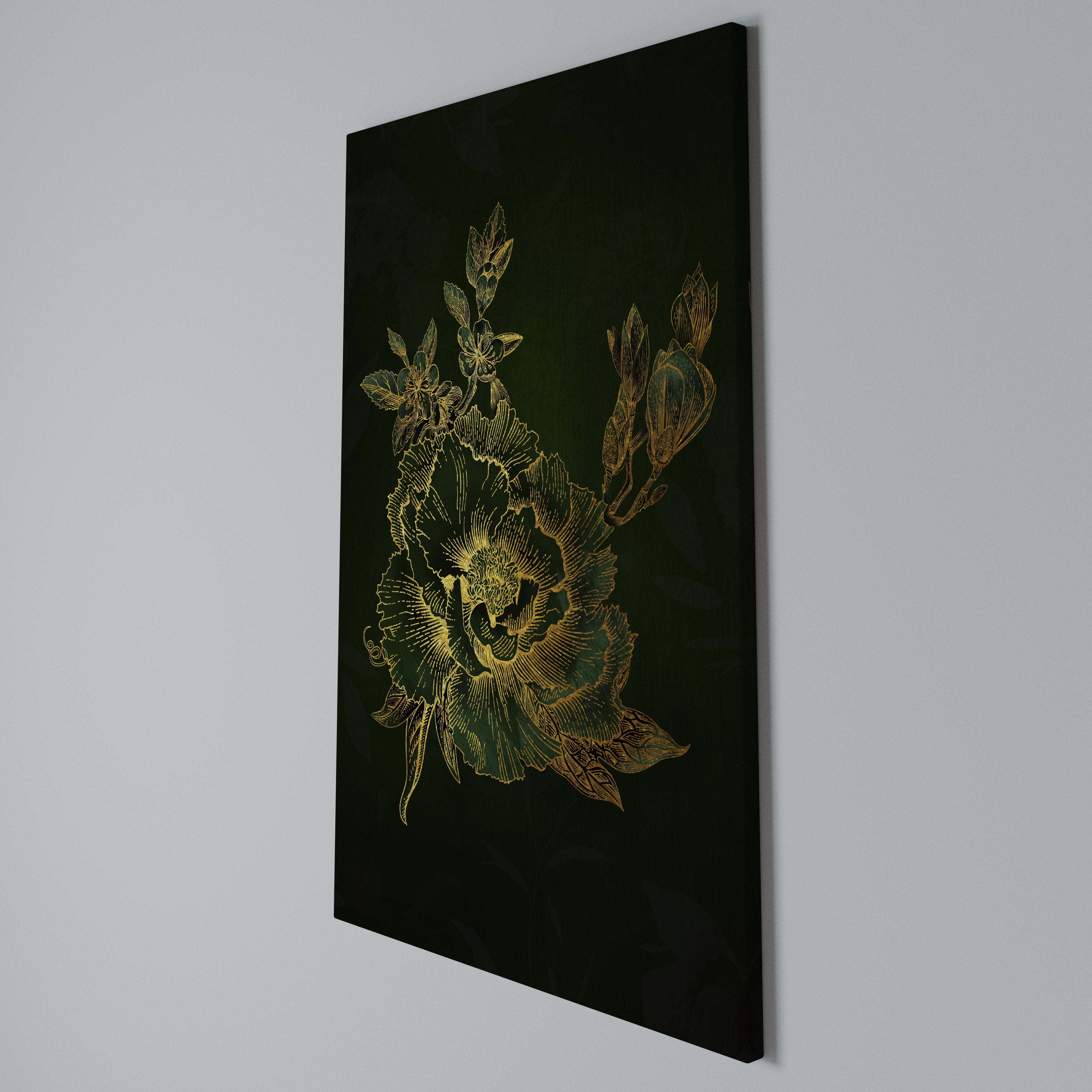 MIDNIGHT FLORAL GLIMMER Vertical Canvas Print