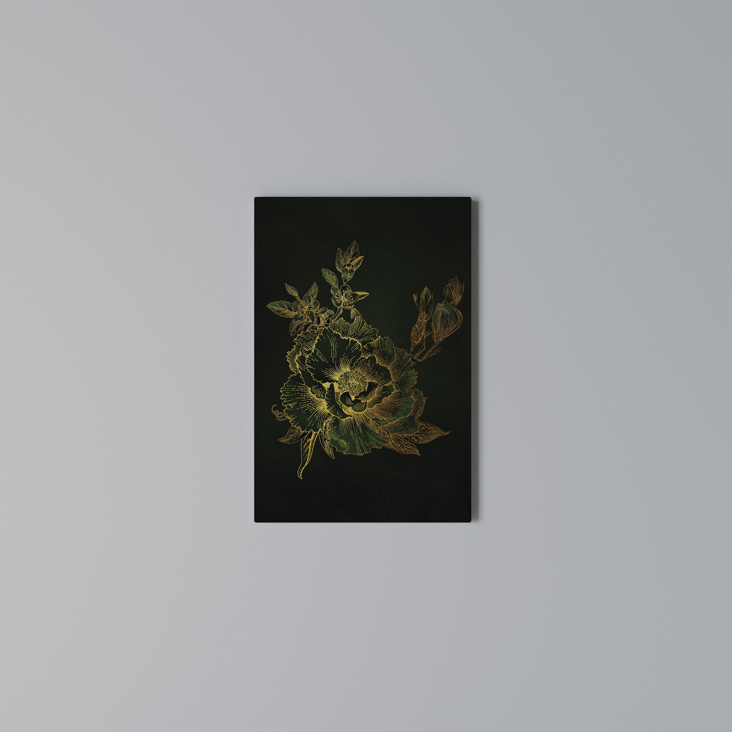 MIDNIGHT FLORAL GLIMMER Vertical Canvas Print