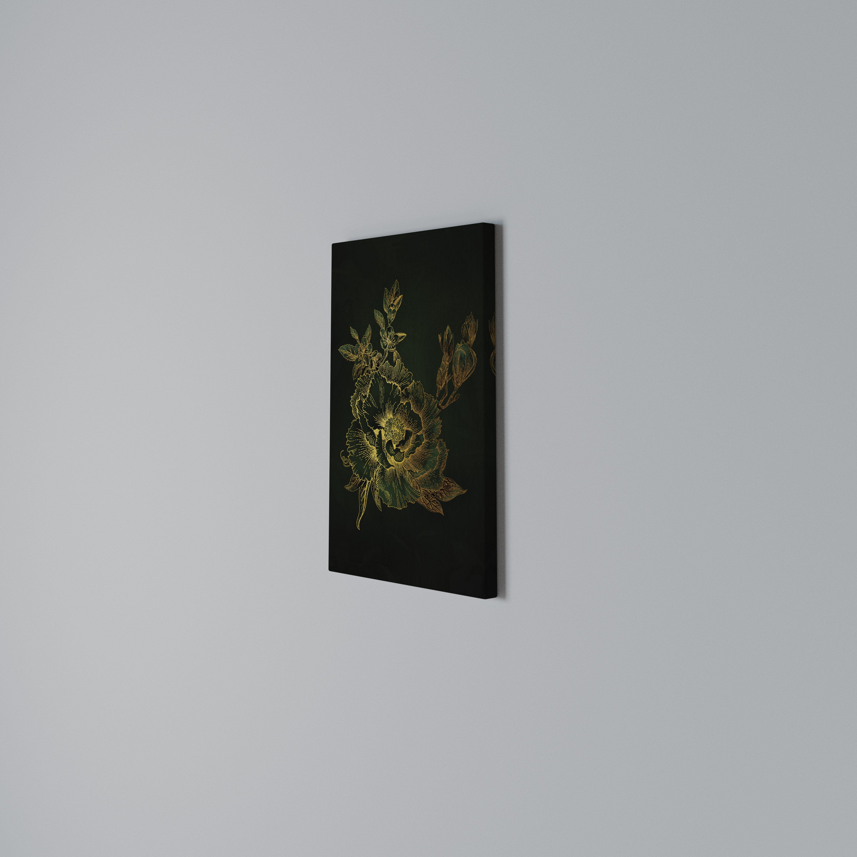 MIDNIGHT FLORAL GLIMMER Vertical Canvas Print
