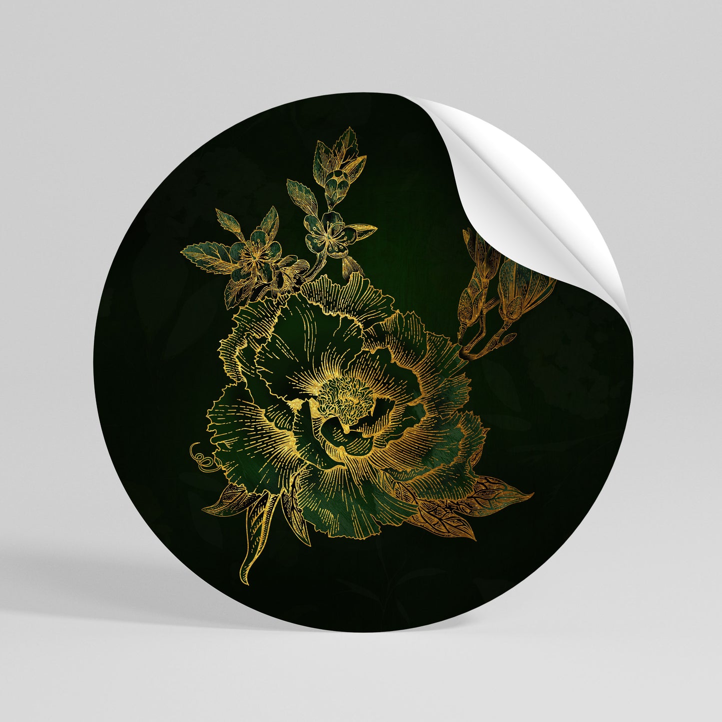 MIDNIGHT FLORAL GLIMMER Kulatá samolepka