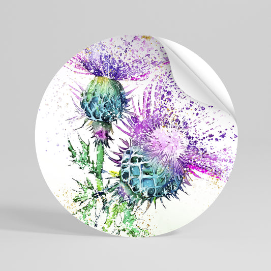 COLORFUL THISTLE DANCE Kulatá samolepka