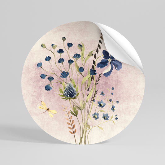 CORNFLOWER REVERIE Kulatá samolepka