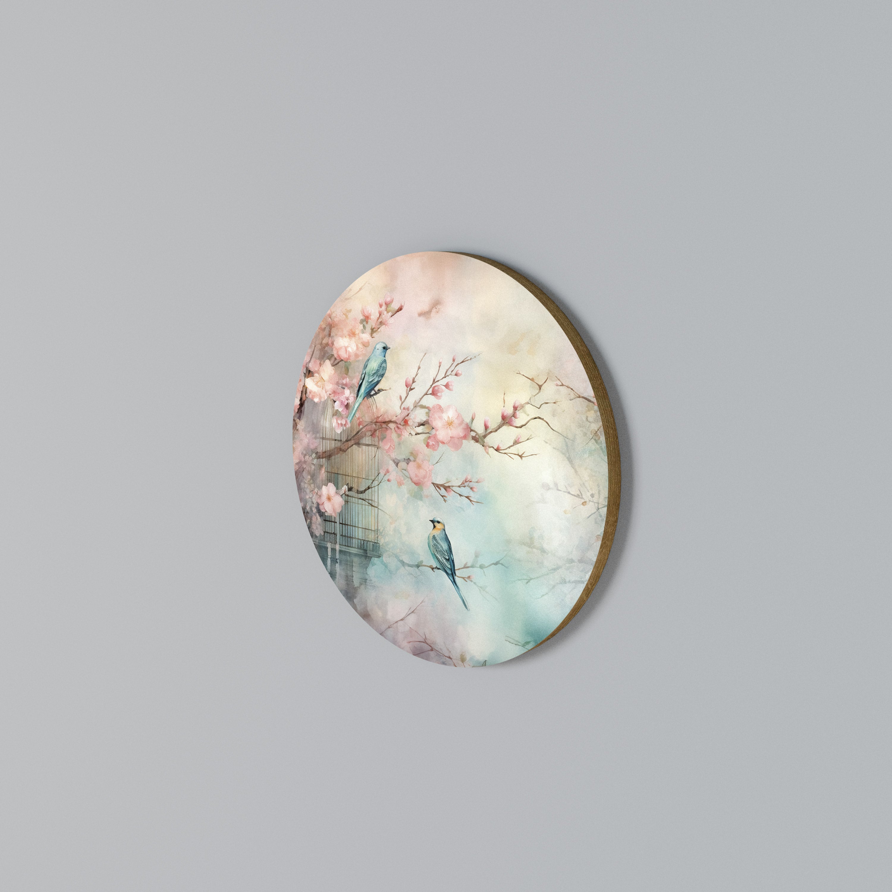 CHERRY BIRDSONG Round Wall Art