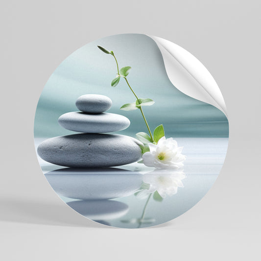TRANQUIL STONE BALANCE Kulatá samolepka