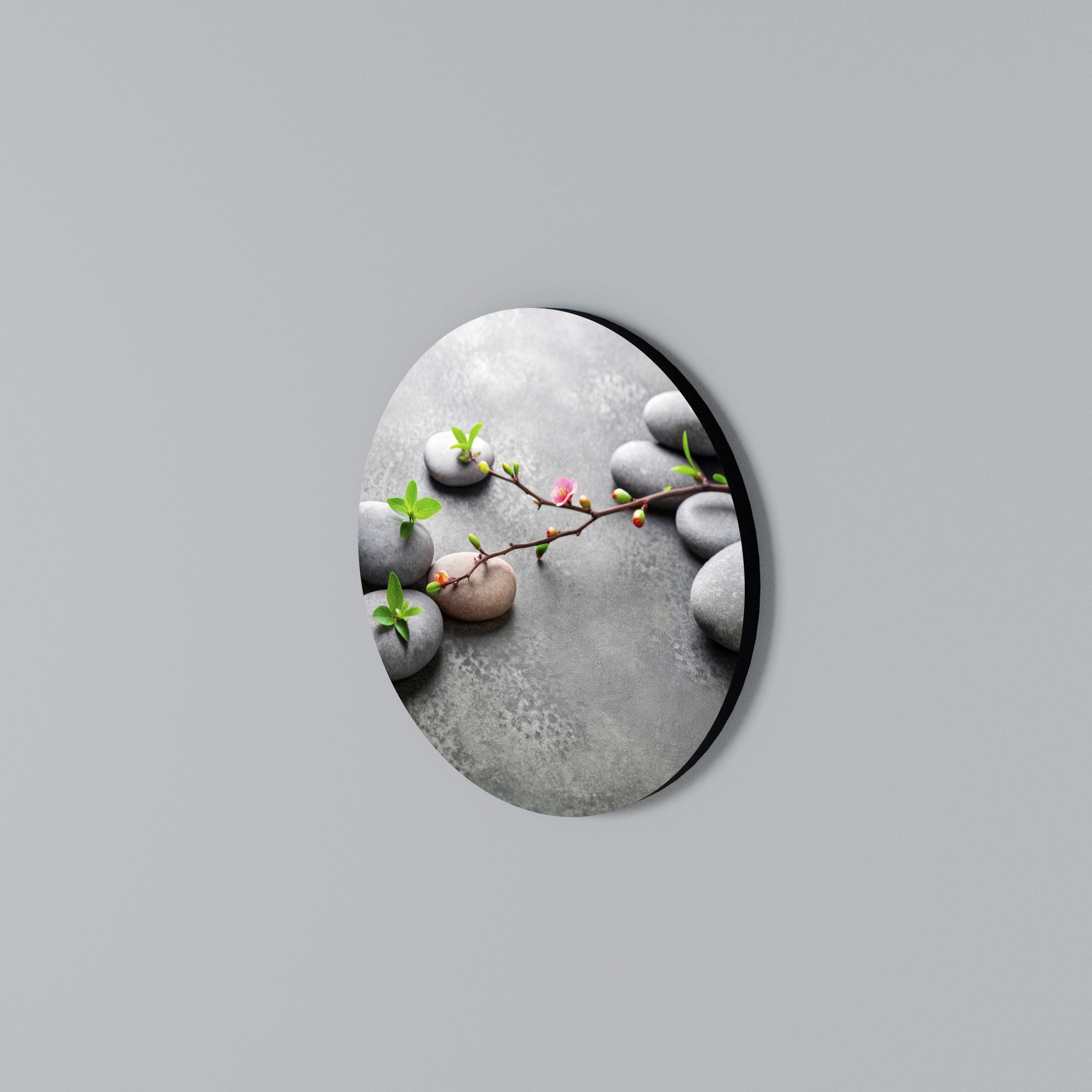 STONES AND BLOSSOMS Round Wall Art