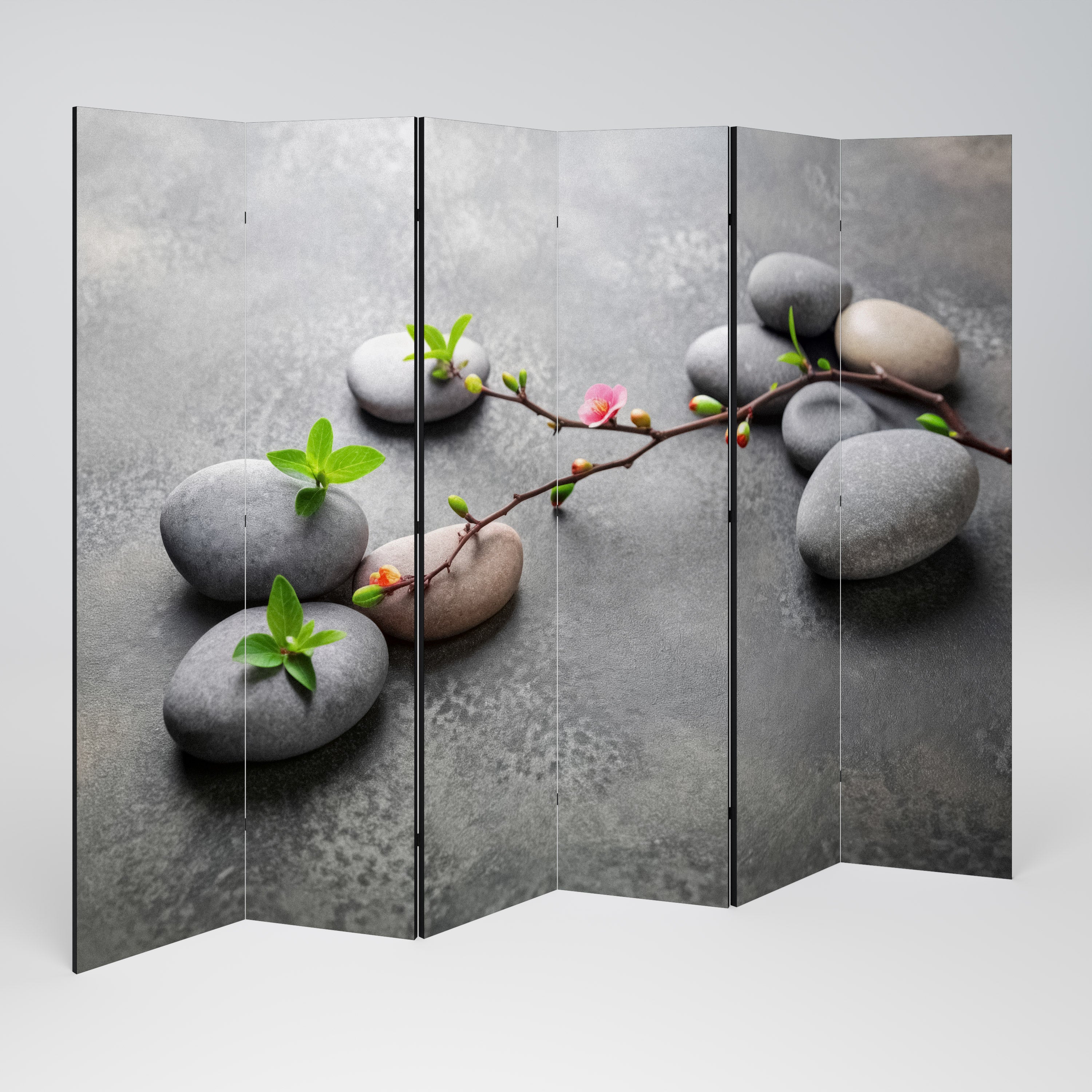 STONES AND BLOSSOMS 6-Panel Room Divider