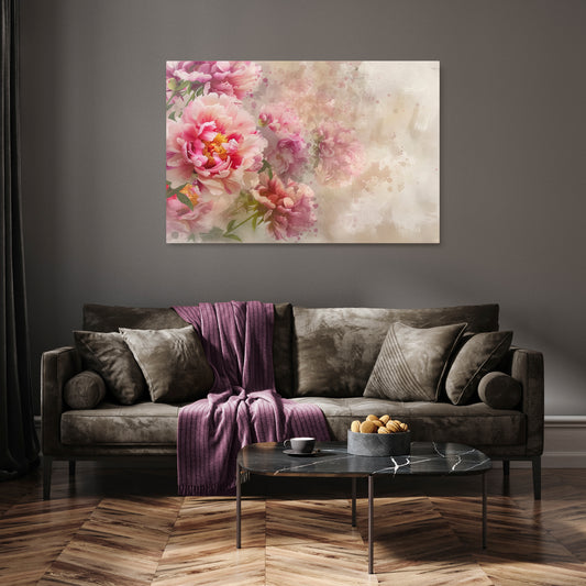 PEONY WHISPER Horizontal Canvas Print