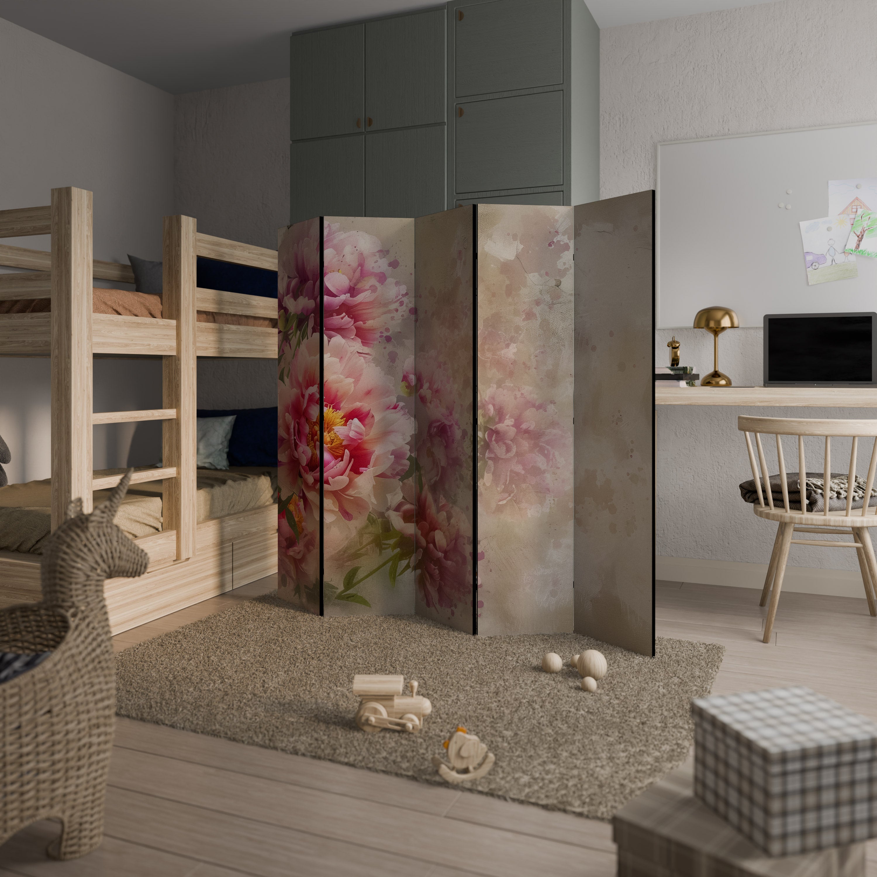 PEONY WHISPER 5-Panel Room Divider