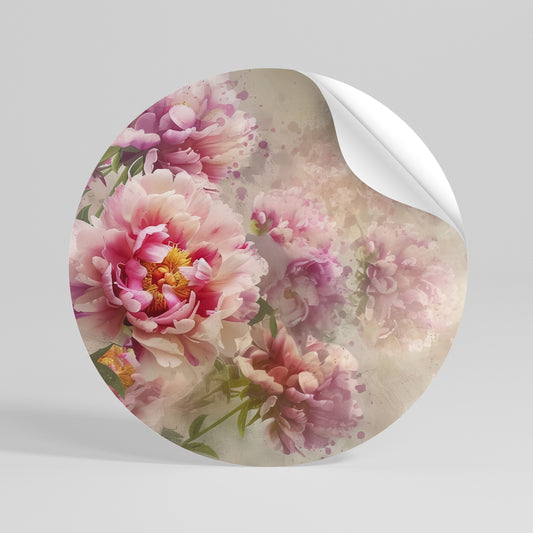 PEONY WHISPER Kulatá samolepka