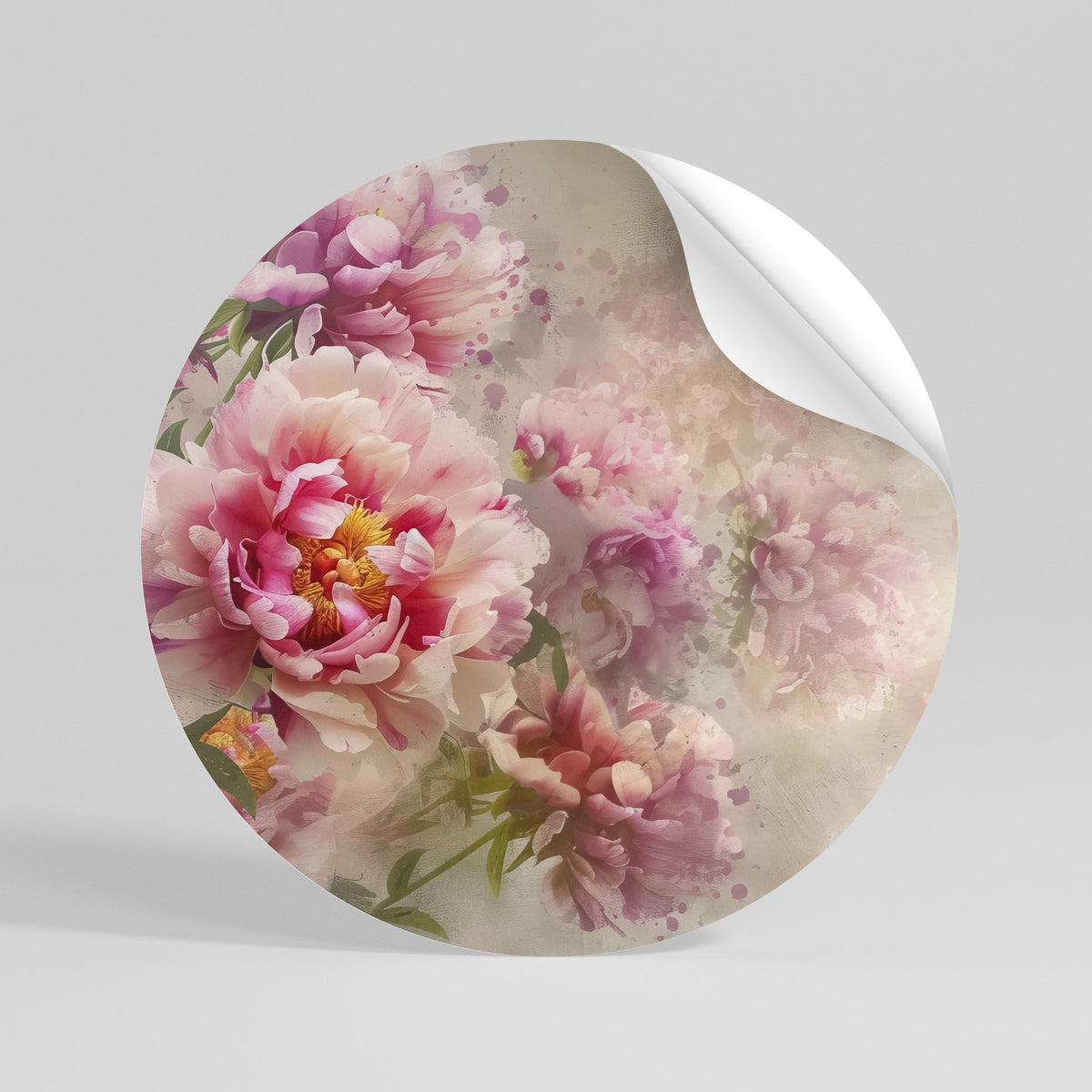 PEONY WHISPER Kulatá samolepka
