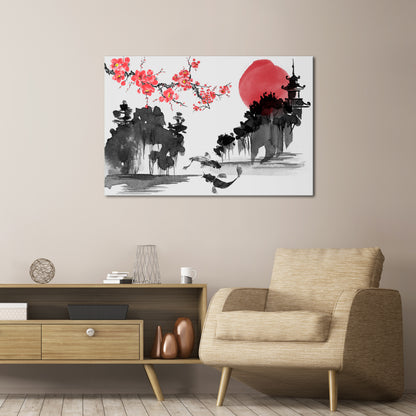 CHERRY SHADOWS Horizontal Canvas Print
