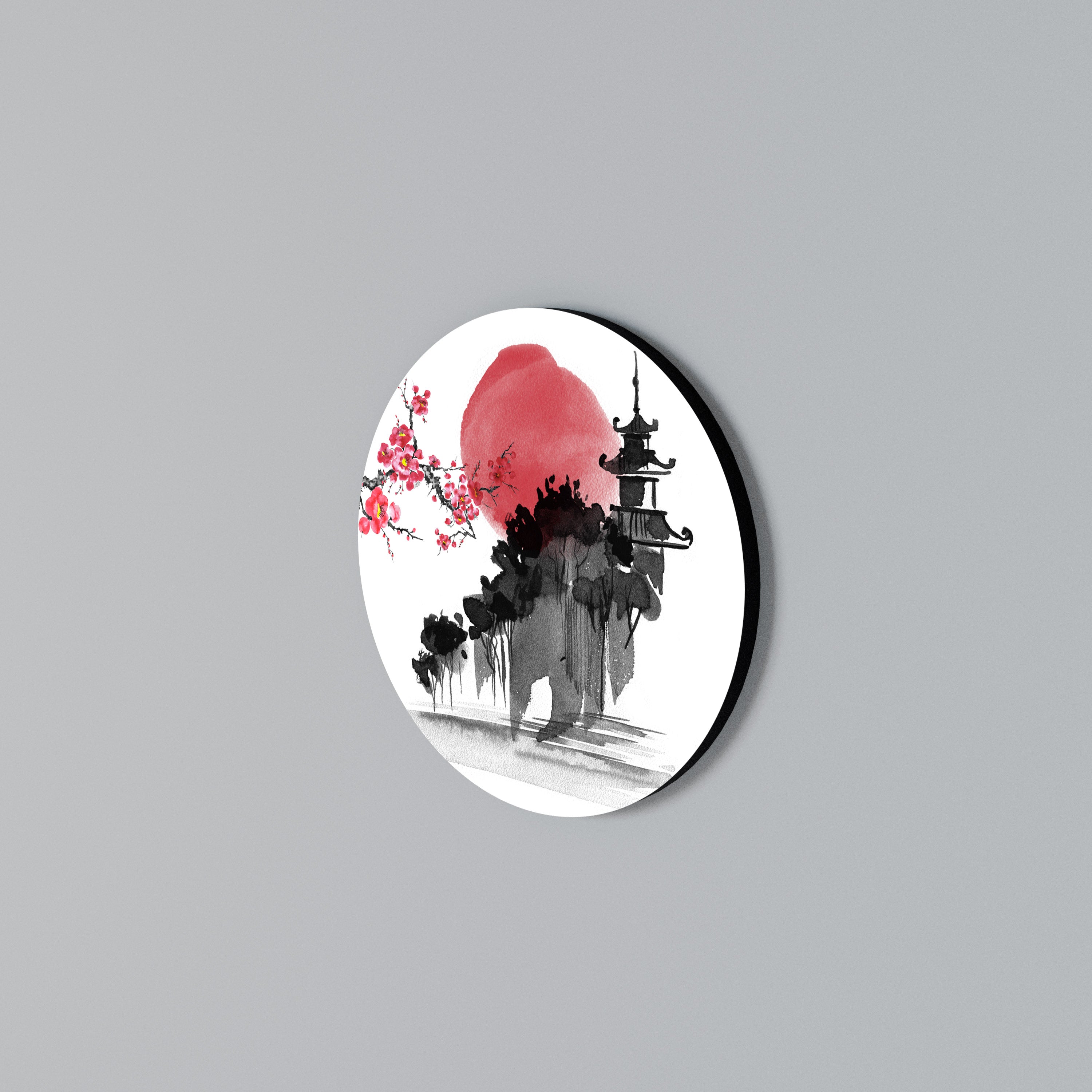 CHERRY SHADOWS Round Wall Art