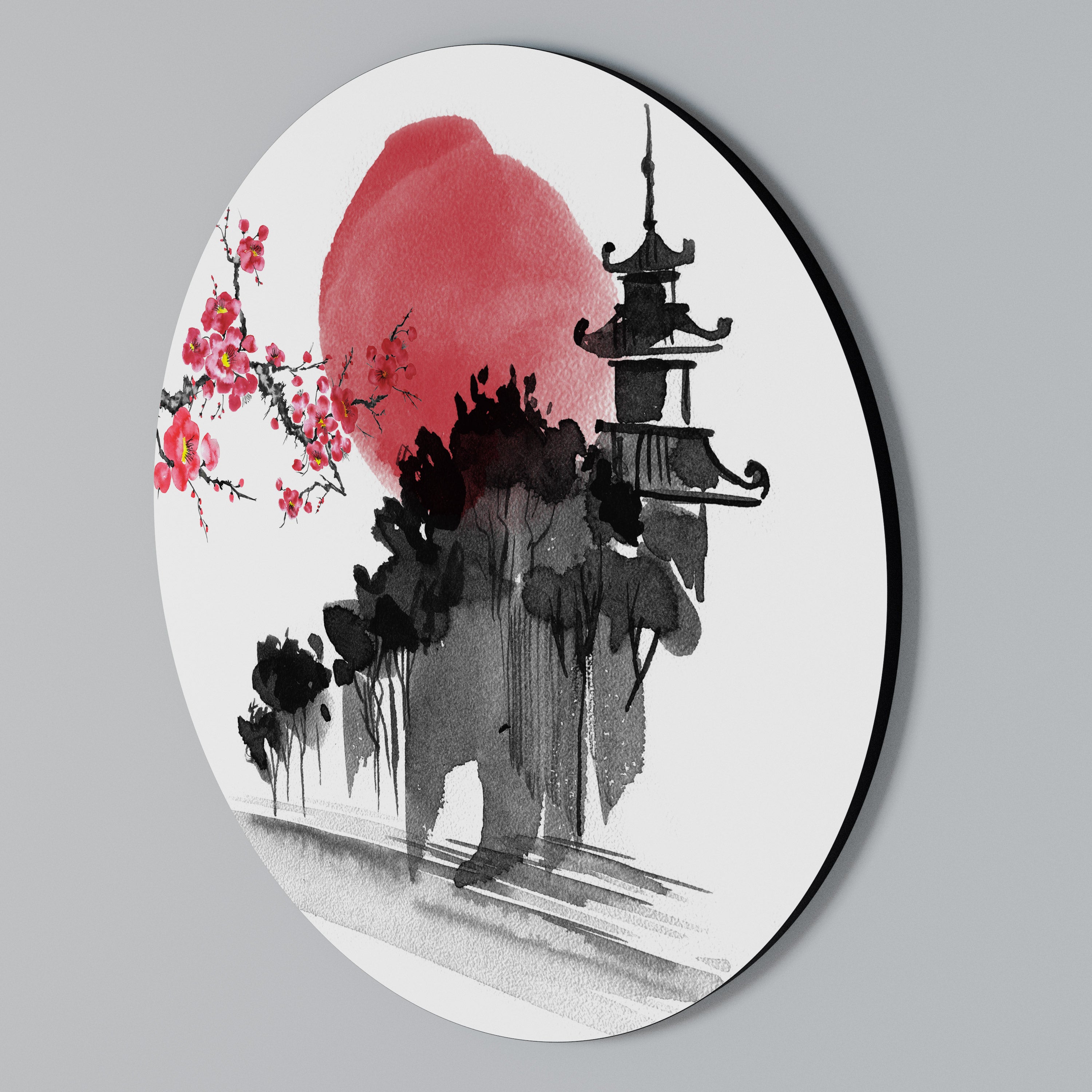 CHERRY SHADOWS Round Wall Art