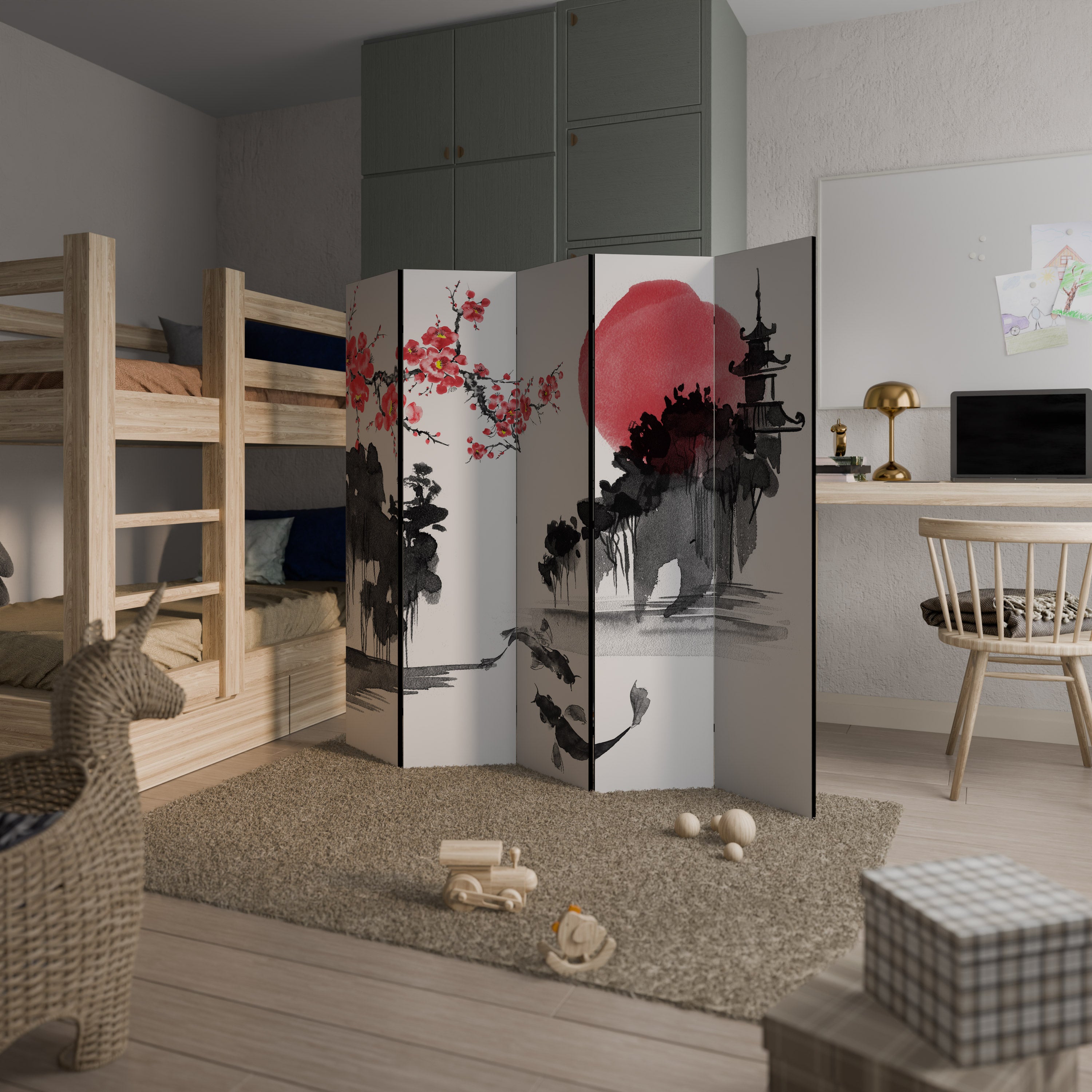 CHERRY SHADOWS 5-Panel Room Divider