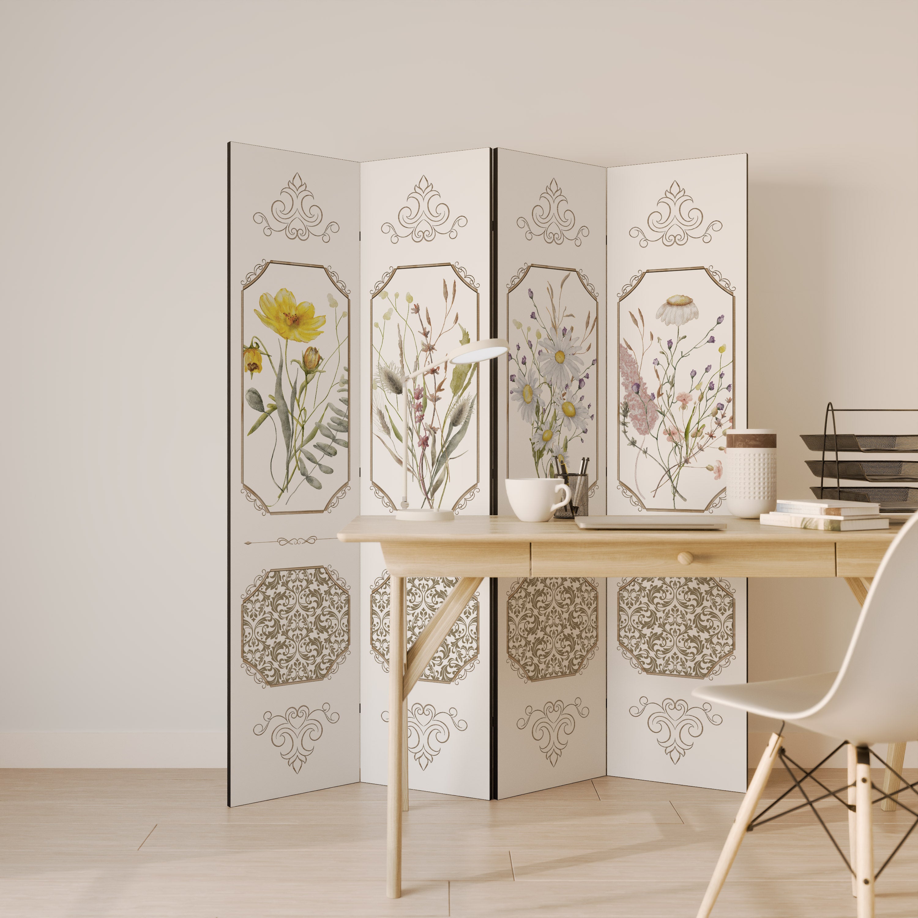 ELEGANT BOTANICAL TAPESTRY 4dílný paraván