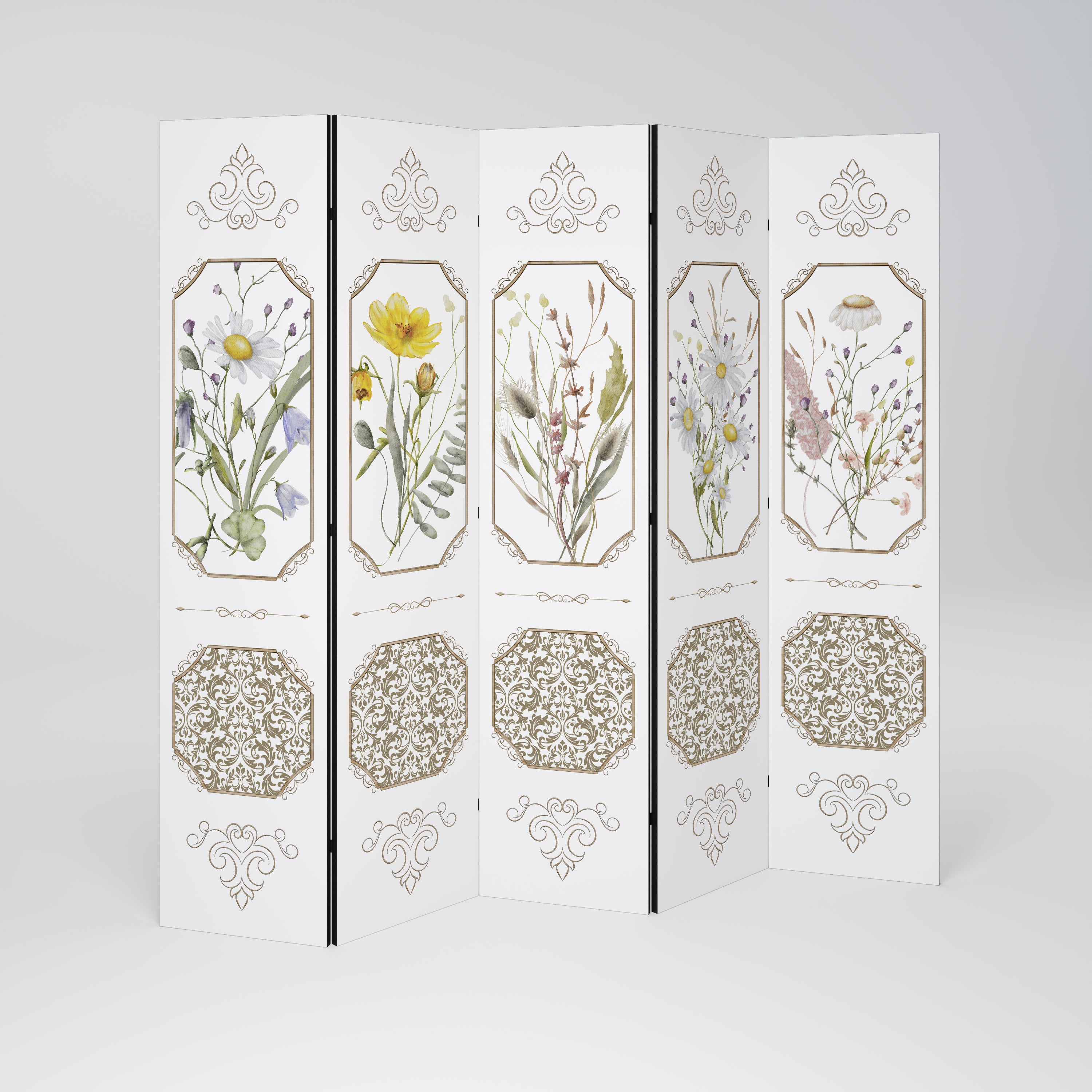 ELEGANT BOTANICAL TAPESTRY 5-Panel Room Divider