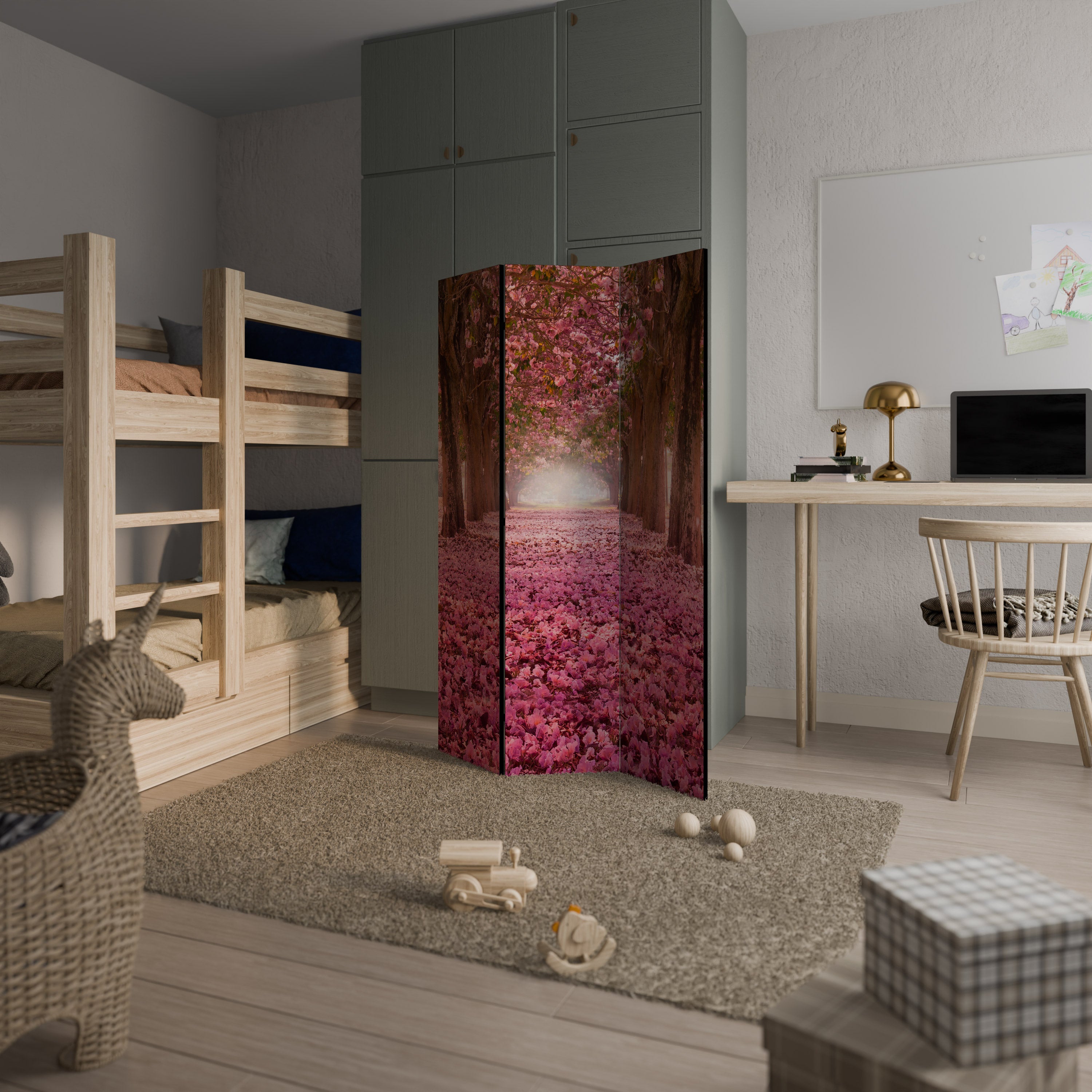 BLOSSOMING PATHWAYS 3-Panel Room Divider