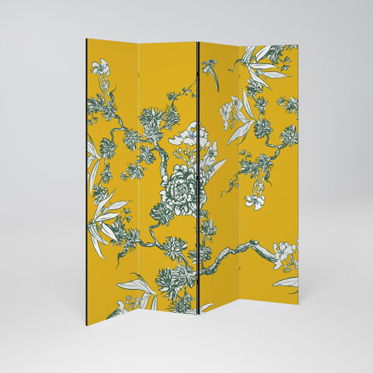 YELLOW CHINOISERIE 4dílný paraván
