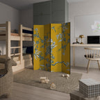 YELLOW CHINOISERIE 4-Panel Room Divider
