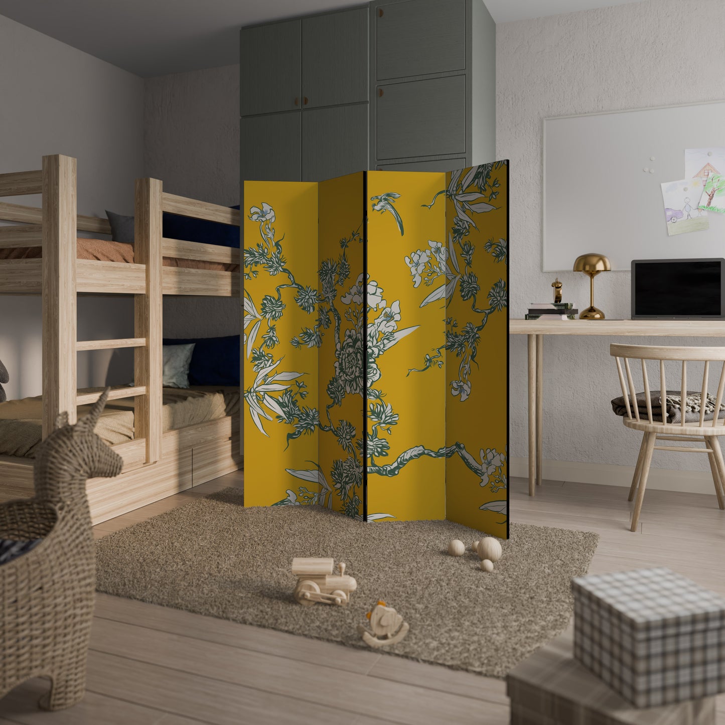 YELLOW CHINOISERIE 4dílný paraván
