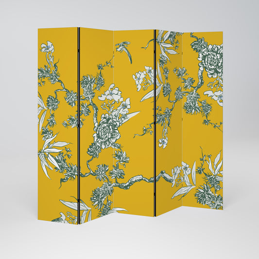YELLOW CHINOISERIE 5dílný paraván