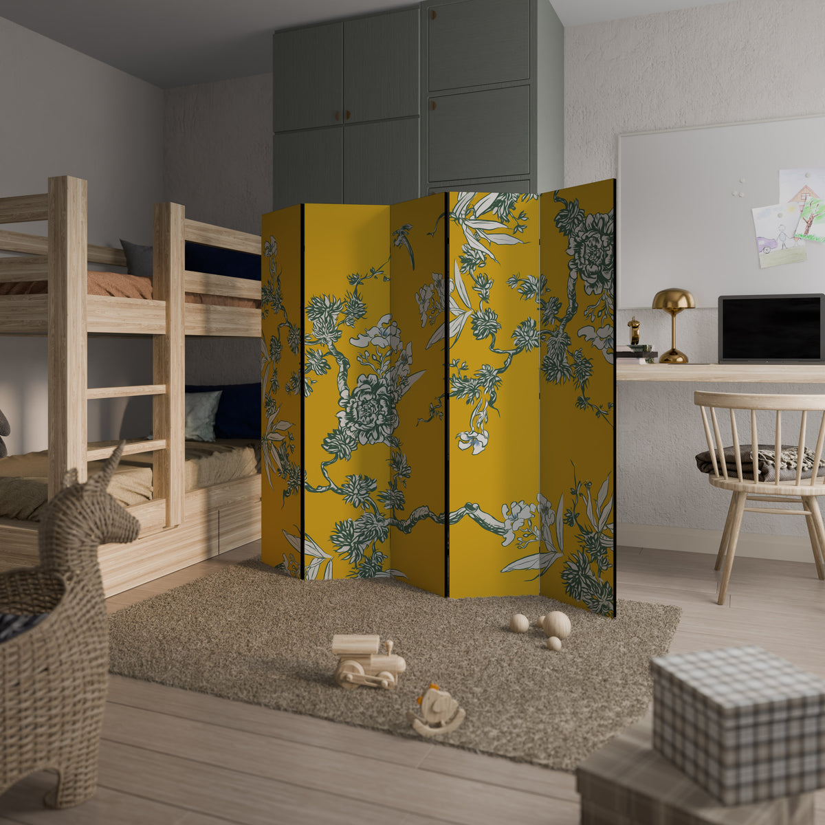 YELLOW CHINOISERIE 5dílný paraván
