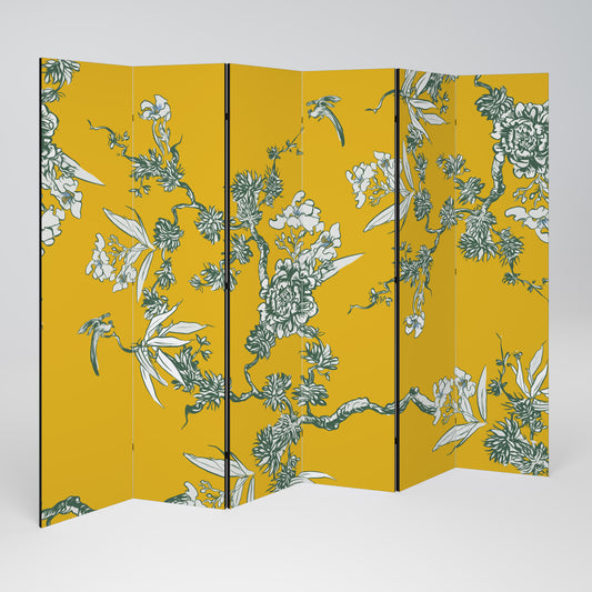 YELLOW CHINOISERIE 6dílný paraván